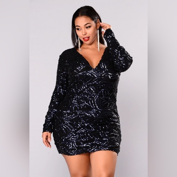 Fashion Nova Star Is Born Sequin Dress - Navy 3X - Picture 3 of 16